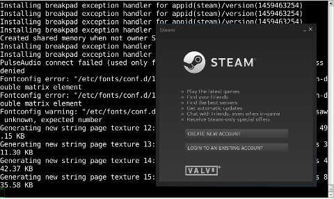 Screen shot of Steam login window